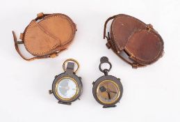 A Cbynite Vernier Compass by J H Steward, London,: abalone dial in a lacquered brass case,