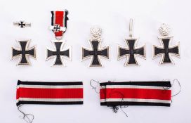 A 1957 replica set of Third Reich Knight's Cross and Iron Cross: includes Knight's Cross with oak