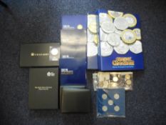 A collection of coins including 2012 proof set: 2019 Queens Beasts £5 silver coin,