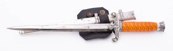 A Third Reich period German Army dress dagger by Eickhorn: the straight double edged blade stamped