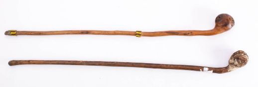 Two rootwood shillelaghs: 87cm and 90cm long (2).