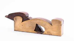 A 7 3/4 inch steel soled solid brass rebate plane by H Slater, Meredith, Clerkenwell, London,