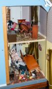 A large late 20th century Victorian style doll's house: with simulated slate roof over blue wall