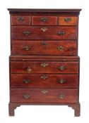 A George III mahogany bachelor's chest on chest, circa 1770,