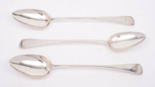 A pair of George III silver Old English pattern basting spoons, maker Sydenham Peppin, London,