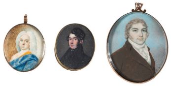English School 18th Century- A miniature portrait of Andrew Stone Esq.