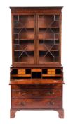 A George III mahogany and glazed secretaire bookcase, late 18th century,