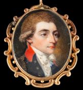English School Circa 1770- A miniature portrait of a young naval officer,