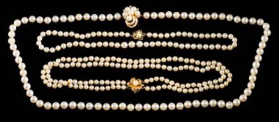 A cultured pearl and diamond necklace,