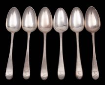 A set of six George III silver Old English pattern tablespoons, maker George Smith III, London,