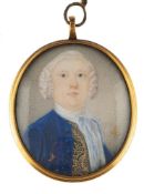 Attributed to Bernard Lens [early 18th Century]- A miniature portrait of Andrew Coltee Ducarel