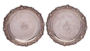 A pair of George III silver waiters, maker SC Younge & Co, Sheffield,