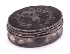 An Edwardian tortoiseshell and silver box, maker Levi & Salaman, Birmingham, 1909: of oval outline,