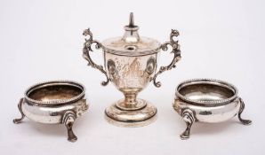 A pair of Victorian cauldron salts, maker Robert Harper, London, 1866: of circular outline,