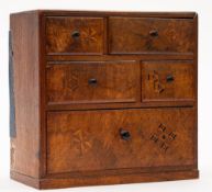 A Japanese parquetry Kodansu chest: of rectangular outline,
