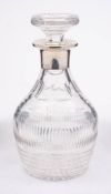 A George V silver mounted decanter and stopper, maker Hukin & Heath Ltd, Birmingham,