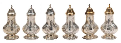 Three pairs of 20th century Sterling silver condiments, stamped Reed & Barton,