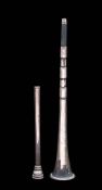 An Edward VII silver hunting horn, maker Sampson Mordan & Co Ltd, Chester , 1907: in two sections,