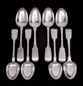 A set of six Victorian fiddle pattern tablespoons, maker Elizabeth & John Eaton, London,