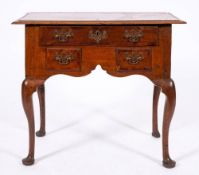 A George II oak and walnut banded lowboy, mid 18th century,