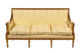 The Property of a Lady A carved and giltwood and upholstered canape in Louis XVI style,
