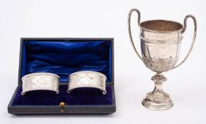 A George V silver twin handled trophy cup, maker Lee & Wigfull, Sheffield, 1924: initialled,
