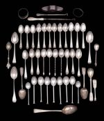 A mixed collection of silver teaspoons, various makers and dates: together with other spoons,