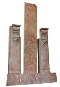 A Victorian variegated pink and grey Ashburton marble chimneypiece, last quarter 19th century,