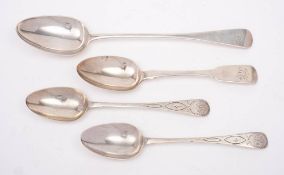 A George III silver Old English pattern basting spoon, maker's mark worn, London, 1816: monogrammed,