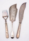 A Victorian silver fish slice maker TW possibly John Whiting, London, 1849: initialled,