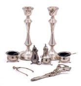 A pair of Elizabeth II silver candlesticks, maker W I Broadway & Co, Birmingham,