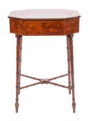 A Regency mahogany and chequer banded work table, circa 1815,