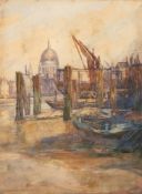 Gertrude Keeling [19/20th Century]- View on The Thames, St Pauls in the distance,:- signed,