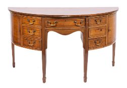 A mahogany and chequer strung demi-lune sideboard in George III taste, early 20th century,