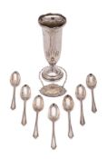 A mixed lot of silver wares, various makers and dates,: includes; a silver posy vase,
