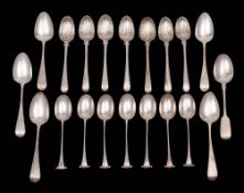 A collection of assorted silver teaspoons, various makers and dates: assorted patterns,