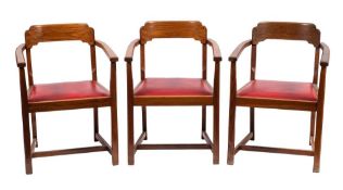 A set of six oak elbow chairs in Art Deco taste, second quarter 20th century,