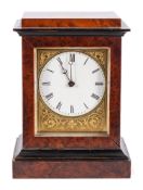 A small English Victorian burr wood mantel clock: the eight-day duration,