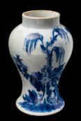 A rare Liverpool [James Pennington] blue and white baluster vase: painted with a willow tree and