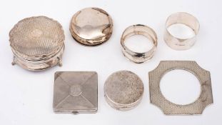 A mixed lot of silverwares, various makers and dates: includes silver ring casket,
