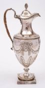A George III silver wine ewer, maker's mark worn, London, 1777: of neo-classical design,