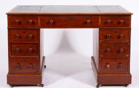 An Edwardian mahogany and leather inset pedestal desk, early 20th century,