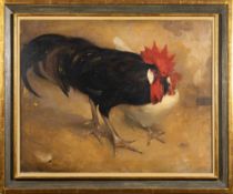 * Andrew Law [1873-1967]- Cock and hen,:- signed top right oil on canvas, 64 x 81cm.