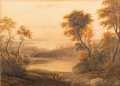 Anthony Vandye Copley Fielding [1787-1855]- View along a valley to a distant bay,