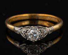 A diamond single stone ring,: the brilliant cut diamond, estimated to weigh 0.