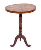 A George III mahogany and parquetry tripod table, circa 1765,