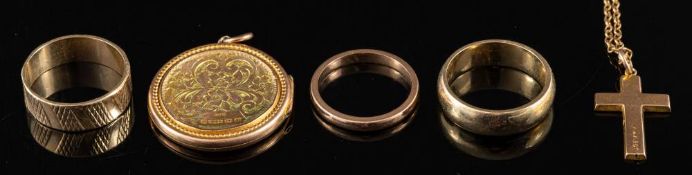 A 9 carat gold ring,: of plain polished form, stamped 375 with full Birmingham hallmarks,