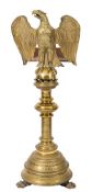 A Victorian brass spreadeagle lectern, last quarter 19th century,: the column with turned,