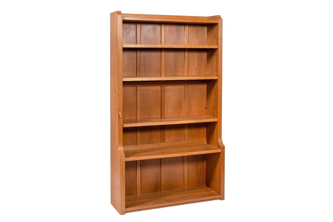 Workshop of Robert 'Mouseman' Thompson (Kilburn), an English oak 6' open bookcase,