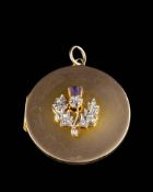 A diamond and amethyst pendant,